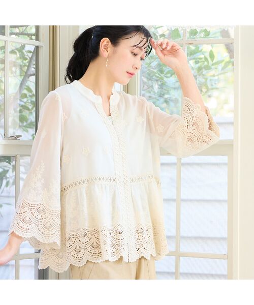 missel / ミゼール シャツ・ブラウス | 【洗える・M～3Lサイズ】レース刺繍ブラウス | 詳細2