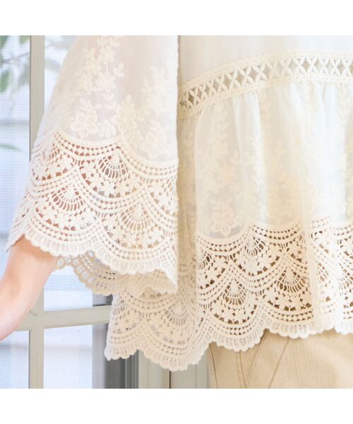 missel / ミゼール シャツ・ブラウス | 【洗える・M～3Lサイズ】レース刺繍ブラウス | 詳細4