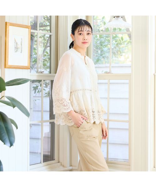 missel / ミゼール シャツ・ブラウス | 【洗える・M～3Lサイズ】レース刺繍ブラウス | 詳細5