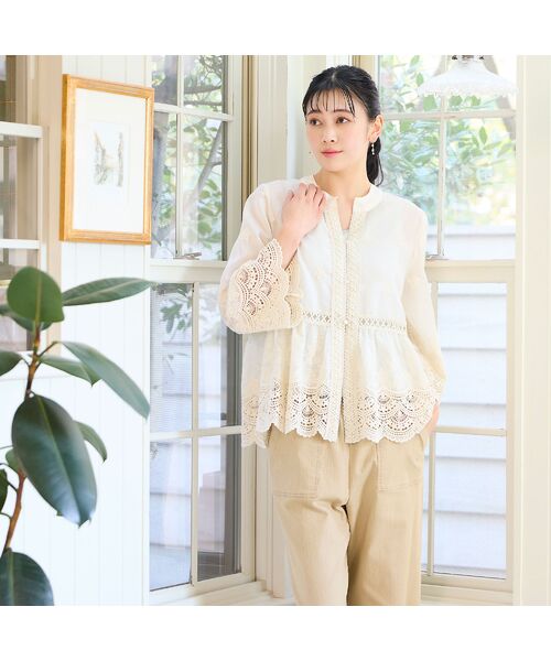 missel / ミゼール シャツ・ブラウス | 【洗える・M～3Lサイズ】レース刺繍ブラウス | 詳細7
