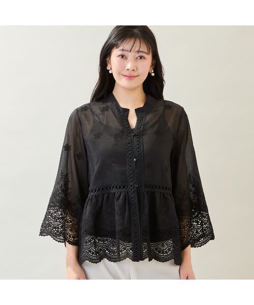 missel / ミゼール シャツ・ブラウス | 【洗える・M～3Lサイズ】レース刺繍ブラウス | 詳細8