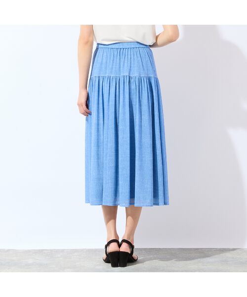 missel / ミゼール ミニ・ひざ丈スカート | 【洗える・セットアップ可・3Lサイズあり】チュールデニムフレアスカート | 詳細11