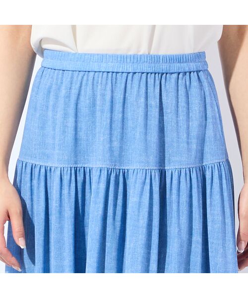 missel / ミゼール ミニ・ひざ丈スカート | 【洗える・セットアップ可・3Lサイズあり】チュールデニムフレアスカート | 詳細12