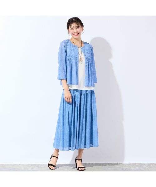 missel / ミゼール ミニ・ひざ丈スカート | 【洗える・セットアップ可・3Lサイズあり】チュールデニムフレアスカート | 詳細15