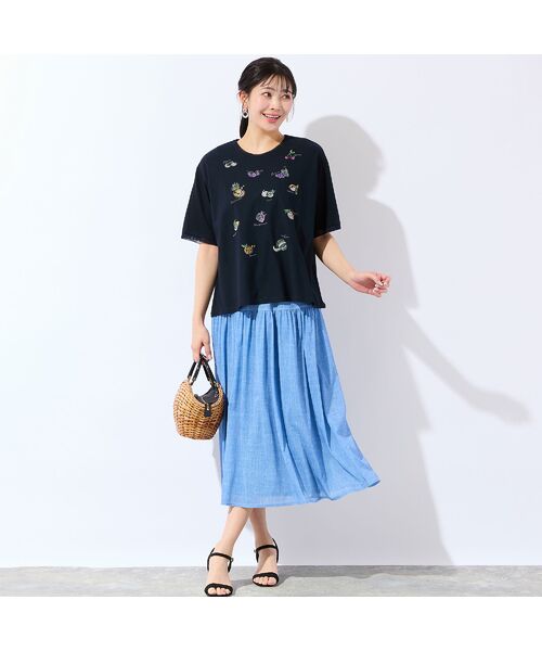 missel / ミゼール ミニ・ひざ丈スカート | 【洗える・セットアップ可・3Lサイズあり】チュールデニムフレアスカート | 詳細17