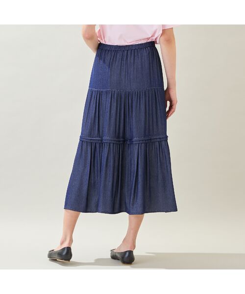 missel / ミゼール ミニ・ひざ丈スカート | 【洗える・M～3Lサイズ】ティアードスカート（ネイビー） | 詳細2