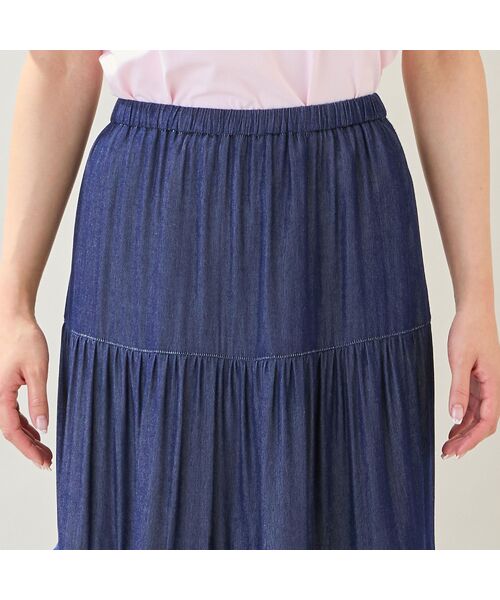 missel / ミゼール ミニ・ひざ丈スカート | 【洗える・M～3Lサイズ】ティアードスカート（ネイビー） | 詳細4