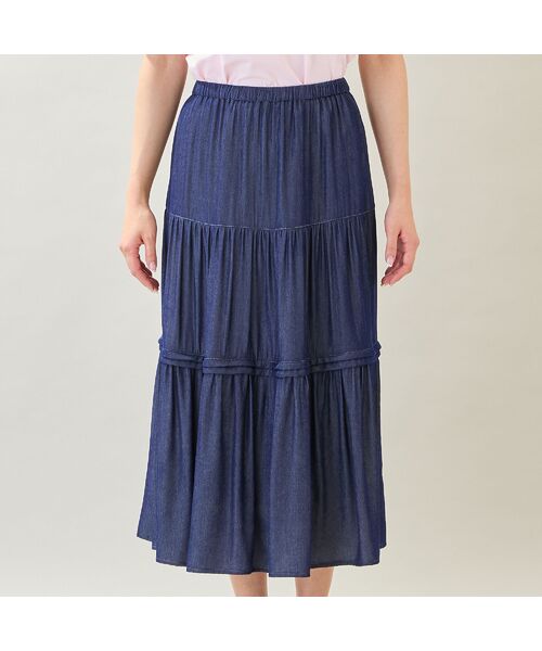 missel / ミゼール ミニ・ひざ丈スカート | 【洗える・M～3Lサイズ】ティアードスカート（ネイビー） | 詳細6