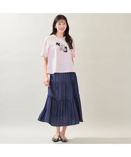 missel / ミゼール ミニ・ひざ丈スカート | 【洗える・M～3Lサイズ】ティアードスカート（ネイビー） | 詳細7