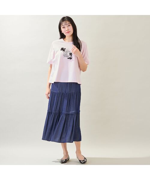 missel / ミゼール ミニ・ひざ丈スカート | 【洗える・M～3Lサイズ】ティアードスカート（ネイビー） | 詳細8