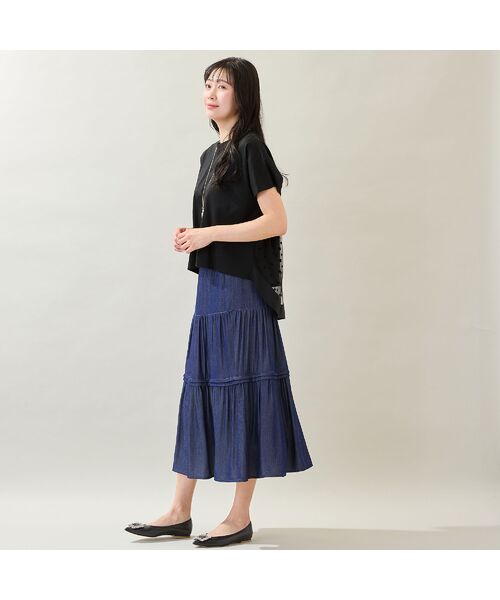 missel / ミゼール ミニ・ひざ丈スカート | 【洗える・M～3Lサイズ】ティアードスカート（ネイビー） | 詳細9