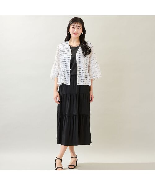 missel / ミゼール ミニ・ひざ丈スカート | 【洗える・M～3Lサイズ】ティアードスカート（ブラック） | 詳細11