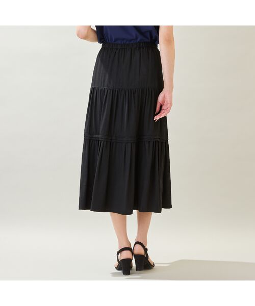 missel / ミゼール ミニ・ひざ丈スカート | 【洗える・M～3Lサイズ】ティアードスカート（ブラック） | 詳細2