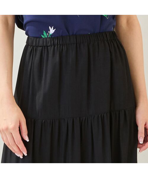 missel / ミゼール ミニ・ひざ丈スカート | 【洗える・M～3Lサイズ】ティアードスカート（ブラック） | 詳細4