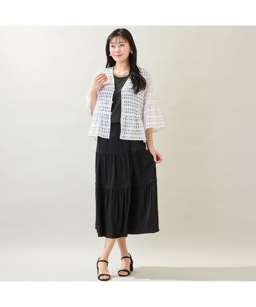 missel / ミゼール ミニ・ひざ丈スカート | 【洗える・M～3Lサイズ】ティアードスカート（ブラック） | 詳細9