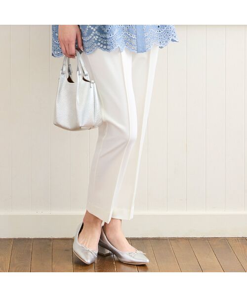 missel / ミゼール ショート・ハーフ・半端丈パンツ | 【洗える・快適ストレッチ・L～4Lサイズ】美脚テーパードパンツ（ホワイト）