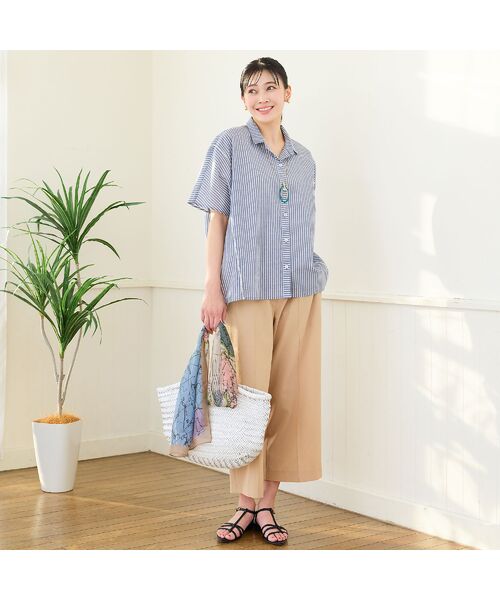 missel / ミゼール ショート・ハーフ・半端丈パンツ | 【洗える・清涼快適素材・セットアップ可・L～4Lサイズ】ワイドクロップドパンツ | 詳細1