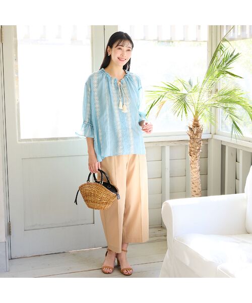 missel / ミゼール ショート・ハーフ・半端丈パンツ | 【洗える・清涼快適素材・セットアップ可・L～4Lサイズ】ワイドクロップドパンツ | 詳細3