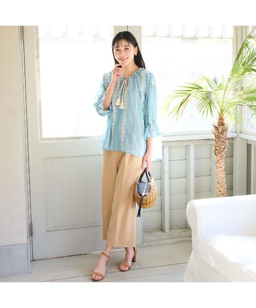 missel / ミゼール ショート・ハーフ・半端丈パンツ | 【洗える・清涼快適素材・セットアップ可・L～4Lサイズ】ワイドクロップドパンツ | 詳細4