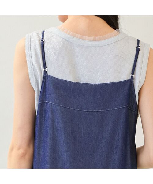 missel / ミゼール ミニ丈・ひざ丈ワンピース | 【洗える・体型カバー・M～3Lサイズ】レーストリムキャミワンピース（ネイビー） | 詳細7