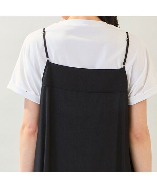 missel / ミゼール ミニ丈・ひざ丈ワンピース | 【洗える・体型カバー・M～3Lサイズ】レーストリムキャミワンピース（ブラック） | 詳細6