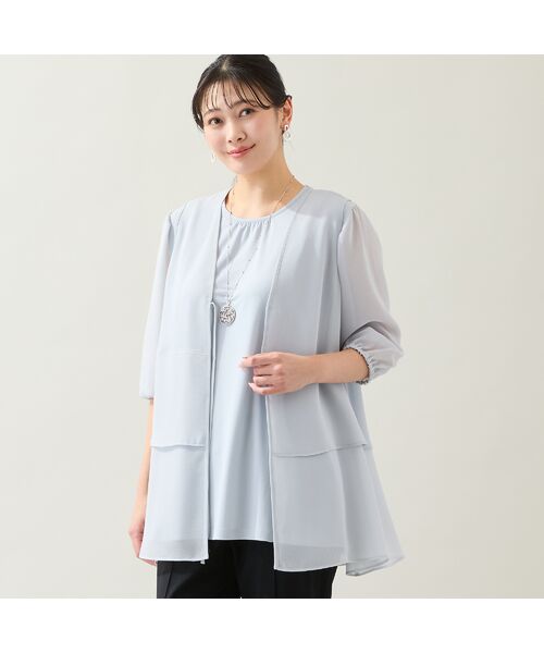 missel / ミゼール カットソー | 【洗える・日本製・L～4Lサイズ】ジョーゼットパフスリーブトップス | 詳細7