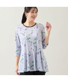 missel / ミゼール カットソー | 【洗える・日本製・L～4Lサイズ】フラワーフレアチュニック