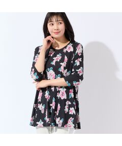 missel / ミゼール カットソー | 【洗える・日本製・L～4Lサイズ】フラワーフレアチュニック