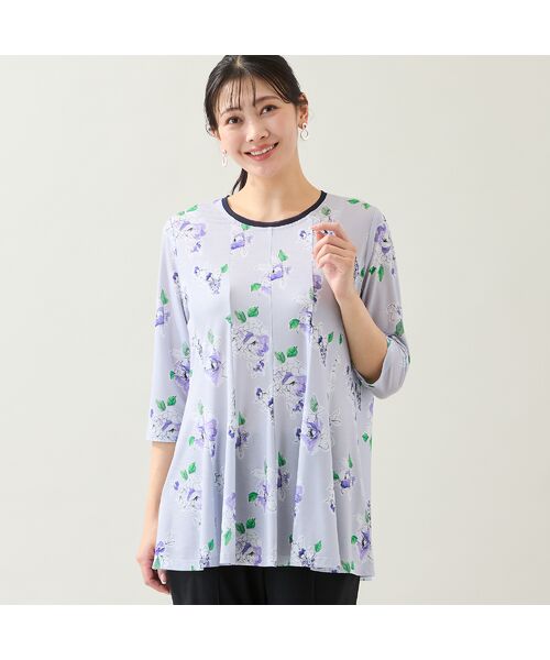 missel / ミゼール カットソー | 【洗える・日本製・L～4Lサイズ】フラワーフレアチュニック | 詳細2