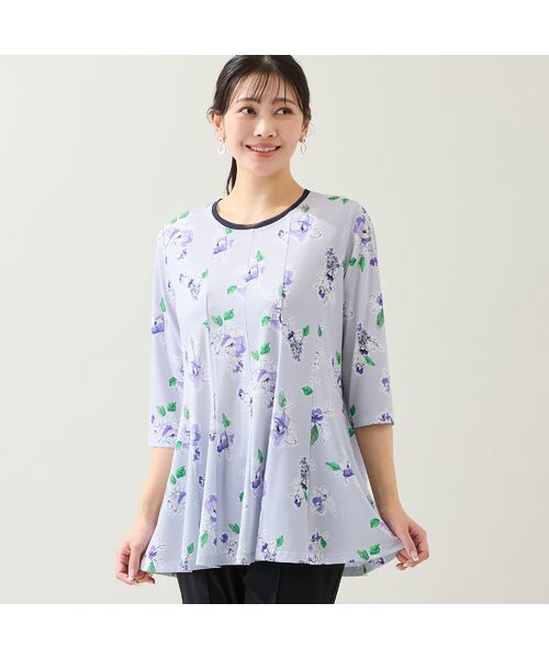 missel / ミゼール カットソー | 【洗える・日本製・L～4Lサイズ】フラワーフレアチュニック | 詳細5