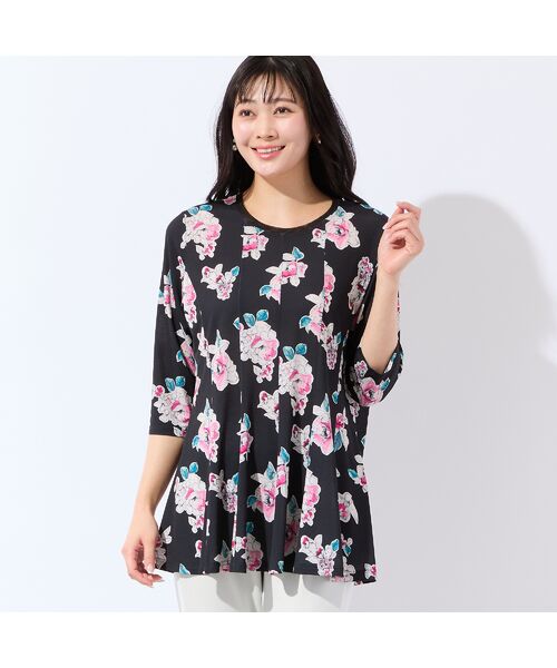 missel / ミゼール カットソー | 【洗える・日本製・L～4Lサイズ】フラワーフレアチュニック | 詳細11