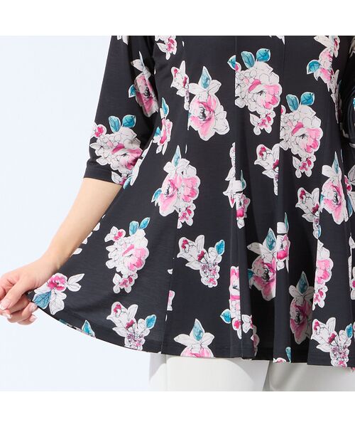 missel / ミゼール カットソー | 【洗える・日本製・L～4Lサイズ】フラワーフレアチュニック | 詳細12