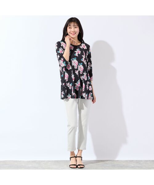missel / ミゼール カットソー | 【洗える・日本製・L～4Lサイズ】フラワーフレアチュニック | 詳細13