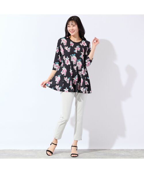 missel / ミゼール カットソー | 【洗える・日本製・L～4Lサイズ】フラワーフレアチュニック | 詳細14