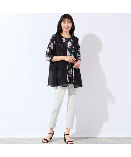missel / ミゼール カットソー | 【洗える・日本製・L～4Lサイズ】フラワーフレアチュニック | 詳細16
