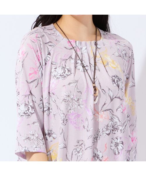 missel / ミゼール カットソー | 【洗える・日本製】ストライプフラワーチュニック | 詳細3