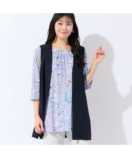 missel / ミゼール カットソー | 【洗える・日本製】ストライプフラワーチュニック | 詳細13