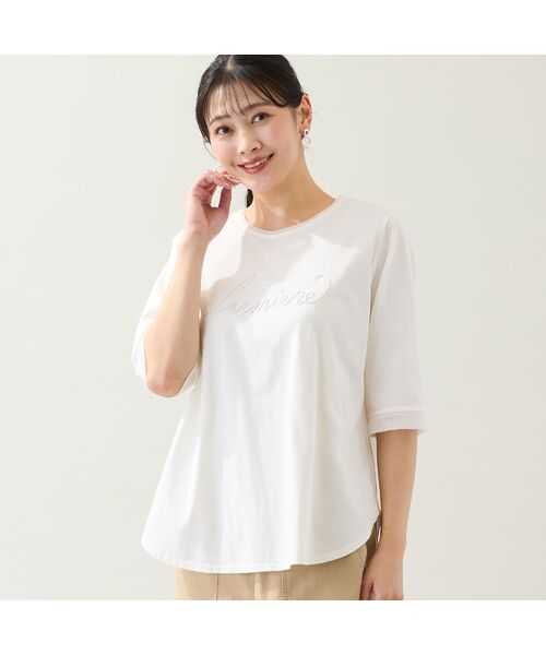 missel / ミゼール カットソー | 【洗える・綿100%・日本製・L～4Lサイズ】Lumiere刺繍カットソー（ホワイト）