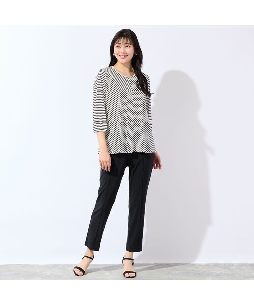 missel / ミゼール カットソー | 【洗える・接触冷感・L～4Lサイズ】Soalonスムースボーダーカットソー | 詳細5