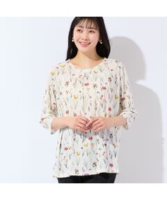 missel / ミゼール カットソー | 【洗える・アンサンブル可・L～4Lサイズ】ボタニカル柄カットソー