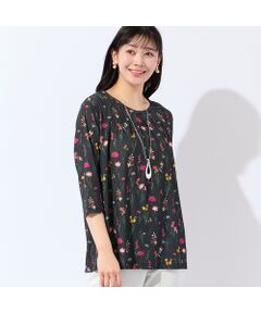 missel / ミゼール カットソー | 【洗える・アンサンブル可・L～4Lサイズ】ボタニカル柄カットソー