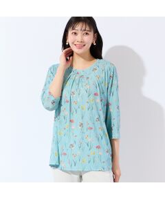 missel / ミゼール カットソー | 【洗える・アンサンブル可・L～4Lサイズ】ボタニカル柄カットソー