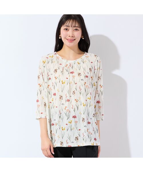 missel / ミゼール カットソー | 【洗える・アンサンブル可・L～4Lサイズ】ボタニカル柄カットソー | 詳細3