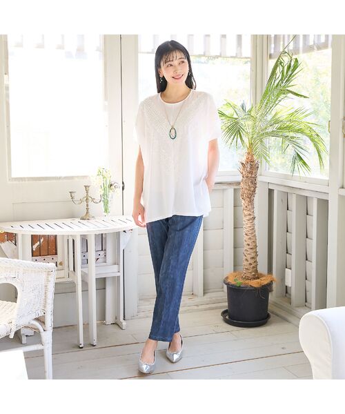missel / ミゼール カットソー | 【洗える・3Lサイズあり】レースつきワイドプルオーバー | 詳細3