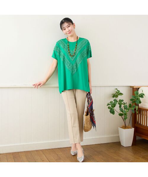 missel / ミゼール カットソー | 【洗える・3Lサイズあり】レースつきワイドプルオーバー | 詳細14