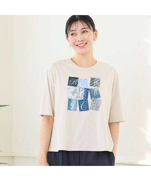 missel / ミゼール カットソー | 【洗える・L～4Lサイズ】BOHO CHIC Tシャツ（ベージュ）