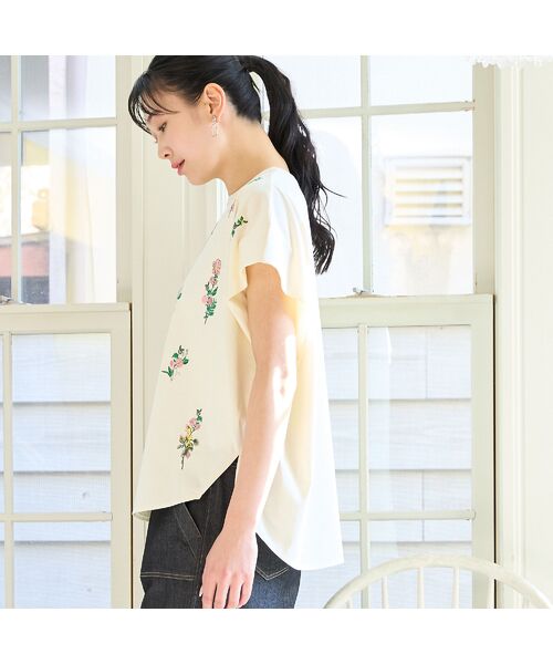missel / ミゼール カットソー | 【洗える・3Lサイズあり】フラワー刺繍ワイドプルオーバー | 詳細1
