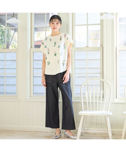 missel / ミゼール カットソー | 【洗える・3Lサイズあり】フラワー刺繍ワイドプルオーバー | 詳細5