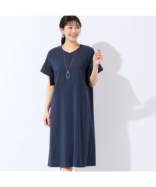 missel / ミゼール ミニ丈・ひざ丈ワンピース | 【洗える・体型カバー・L~4Lサイズ】フリルスリーブ ボクシーワンピース | 詳細1