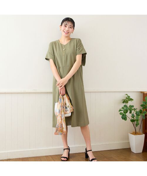 missel / ミゼール ミニ丈・ひざ丈ワンピース | 【洗える・体型カバー・L~4Lサイズ】フリルスリーブ ボクシーワンピース | 詳細12